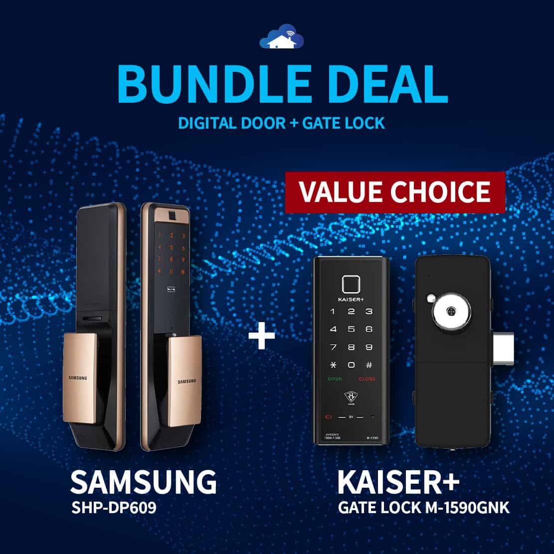 digital lock bundle promotion samsung dp609 and kaiser gate lock